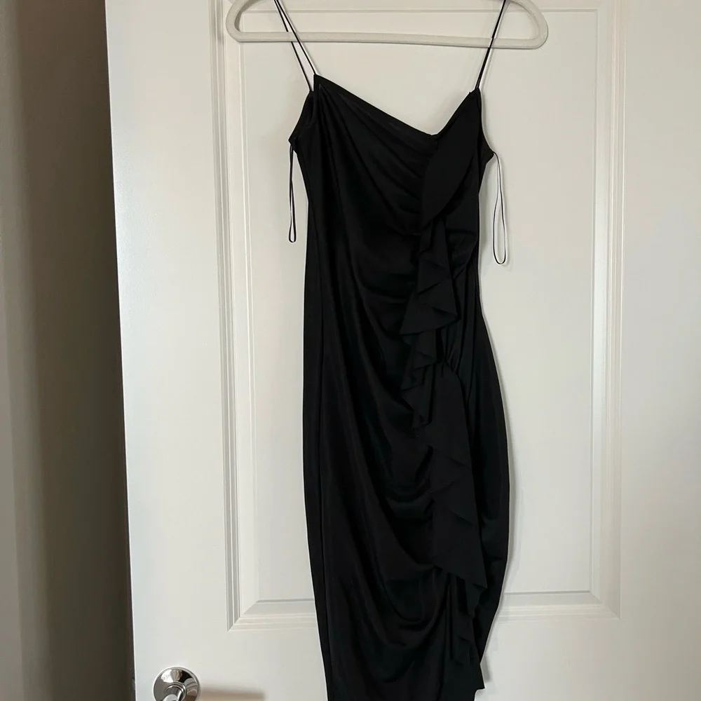 Zara Black Slip Dress Spaghetti Strap Sleeveless Cocktail - Picture 2 of 5